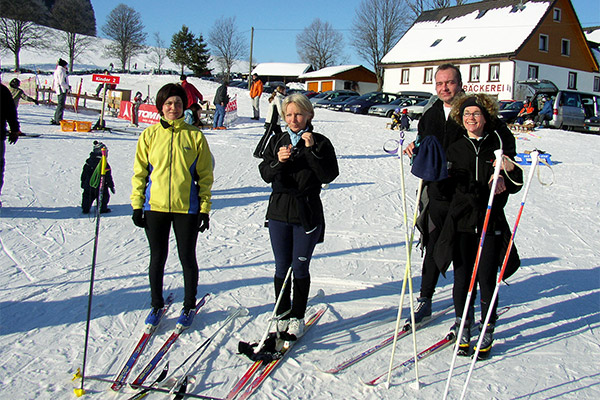 Cross-country skiing in winter